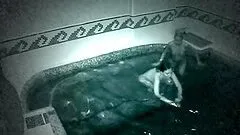 Naughty Lesbian Threesome In The Pool Caught By Security Cam