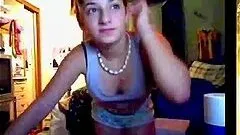 Webcam Girl with Awesome Boobs Taking Her Clothes Off