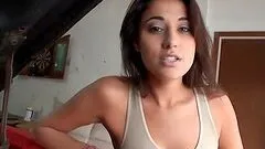 Gigi Rides Her Friend's Hard Cock While Helping Out With His Car