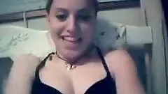 Blonde Girl Undressing In Front Of A Webcam After Loosing A Game