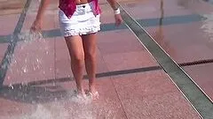 Horny Blonde loves giving a Blowjob Outdoors