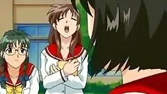 Anime teacher with big juicy tits gets her holes stuffed