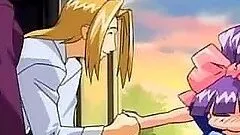 Hentai with bouncing tits caught and fucked by monster