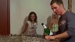 Groovy college orgy in a club