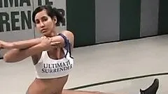 Horny Brunettes Please One Another After Wrestling