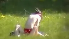 Horny Naked Couple in the park Exposed by a Passerby