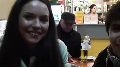 Public Pounding With A Horny Brunette And Hard Cocks
