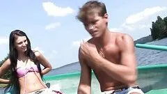 Brunette Gets Loose In Am Outdoor Gangbang