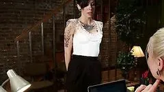 Tattooed Brunette Loves Femdom Action With Sex Toys