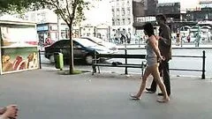 Skinny Brunette Devours A Big Fat Dick In Public