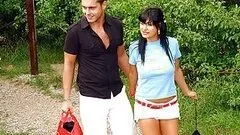 Horny teenager fucked up her butt outdoors