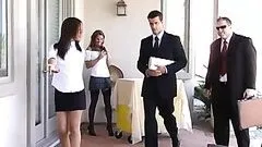 Hardcore Sex In The Restroom with Sexy Brunette Waitress Lezley Zen