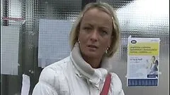 Hot Amateur Euro Blonde MILF Gives a Blowjob and a Titty Fuck in Public