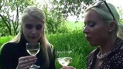 Pissing and Fucking Two Hot Blondes Outdoors At the Park