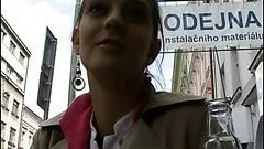 Czech Teen Showing Her Big Natural Tits and Giving a Blowjob in Public