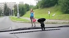 Street Hooker Giving a POV Blowjob In The Car