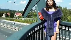 Sexy Brunette Gina Killmer Shows Her Oiled Up Body In Public