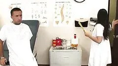 Busty and Sexy Doctor Rescues A Big Cock From a Chinese Finger Trap