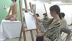Japanese Babe Gives A Mean Blowjob After Painting