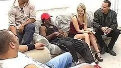 Sassy Blonde Gets An Interracial Gangbang