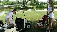 Fucking a Sporty Blonde Babe Outdoors In The Golf Course