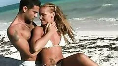 Stunning Blonde Babe Kathy Campbel Gives a Great Blowjob In The Beach