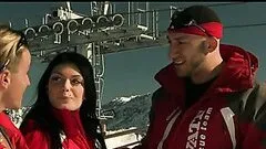 Horny Brunette Gets Double Penetration and Facial In The Mountain