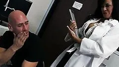 Deep Throated Brunette Doctor Savannah Stern Gets a Facial In Stockings