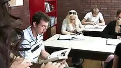 Petite Brunette Amia Miley Gets Her Deep Throat Fucked By Her Teacher