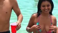 Kinky Beach Sluts Swallow Cum on Vacation