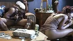 Beautiful Ebony Babes Get Fucked Hard and Facialized In a Wild Orgy