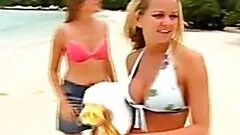 Sensual Blonde Model Jennifer Ellison Wearing a Hot Bikini On a Beach