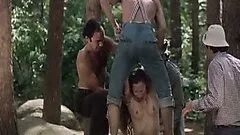 Four Horny Lumberjacks Abuse Camille Keaton Outdoors In The Forest