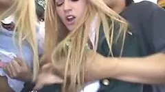 Horny Schoolgirls Lexi Belle and Carla Cox Getting Fucked In Public Bus