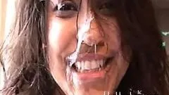 Super Horny Latina Gets Covered In Cum In a Wild Interracial Gangbang