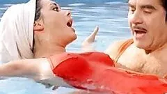 Beautiful Brunette Babe Edwige Fenech Wearing Tight Red Swimming Suit