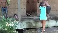 Sexy Amateur Brunette Gets Ass Fucked In an Outdoor Interracial 3some