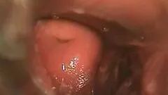 Delicious Brunette's Close Up Shot Of Her Wet Pussy With a Speculum