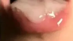 Up Close Cum In Her Mouth