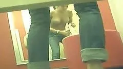 Busty Brunette Babe Caught By Hidden Voyeur Cam in a Changing Room