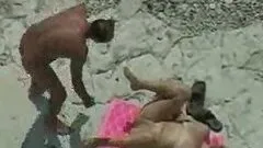 Voyeur Cam Catches Couple Fucking on a Beach