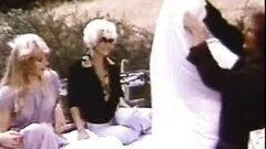 Retro Lesbian Babes Share a Cock and a Facial in an Outdoor Threesome