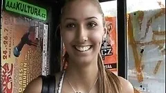 Super Hot European Babe Gives Blowjob in Public