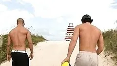 Hot Blonde MILF Meets Two Young Guys on the Beach