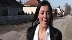 Sexy Brunette MILF With an Awesome Pair Of Jugs Sucks Cock in Public