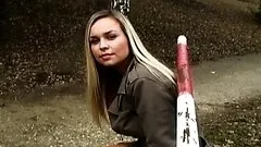 Blonde Slut with a Hot Rack Masturbates in Public