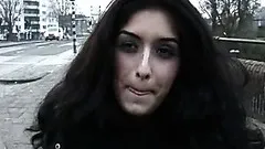 Horny Brunette Babe Sucks a Cock and Gets Fucked in Public