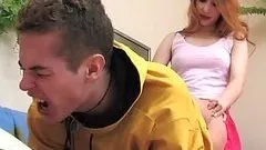 Hot Redhead Fucking Her Boyfriend's Ass with a Big Strap On