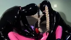 Lesbo threesome toying pussy outdoors