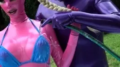 Fetish latex fucking in garage